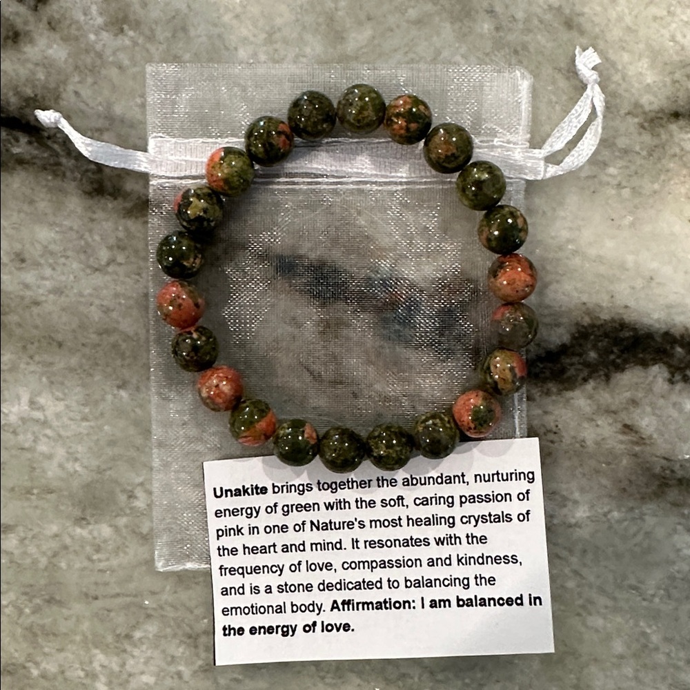 Reiki Infused Unakite Natural Stone Bracelet